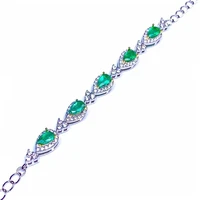 elegant female party jewelry new fashion real and natural emerald bracelet 925 sterling silver bracelet 34mm