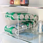 Новый Кухонный холодильник, полка для хранения банок, свежих напитков, пива, колы, однотонная двухслойная полка, полка для хранения банок, напитков