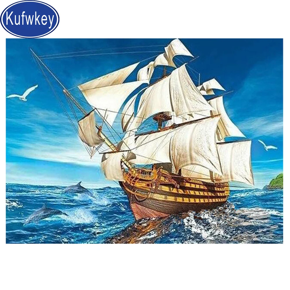Полная алмазная живопись Стразы корабль Сделай Сам 5D вышивка Настенный декор