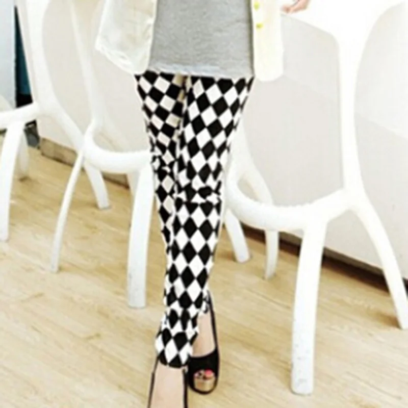 

Black and White Vertical Striped Printed Women Leggings Fashion Casual Elasticity Ankle-Length Pant Female Fitness Legging