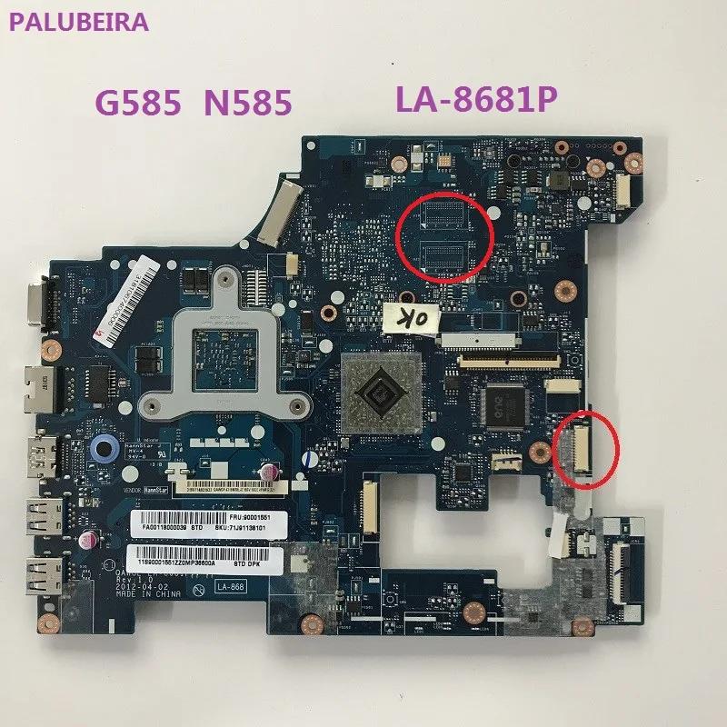 PALUBEIRA PALUBEIRA для lenovo G585 материнская плата для ноутбука QAWGE LA-8681P основная плата на плате два слота для оперативной памяти