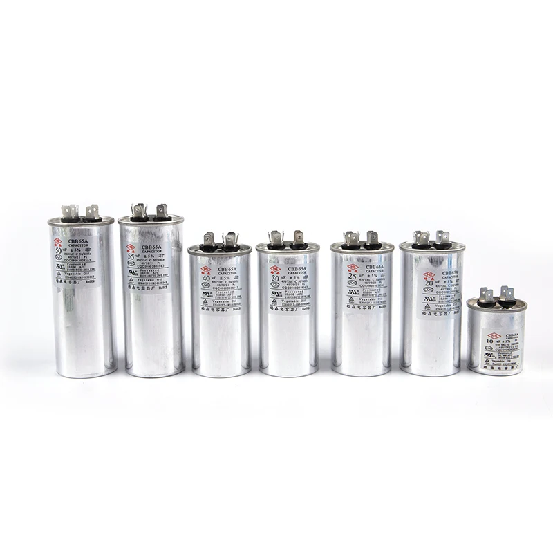 

CBB65 Air Conditioner Compressor Start Capacitor 10uF 20uF 25uF 30uF 40uF 50uF 55uF 450V AC Motor Capacitor
