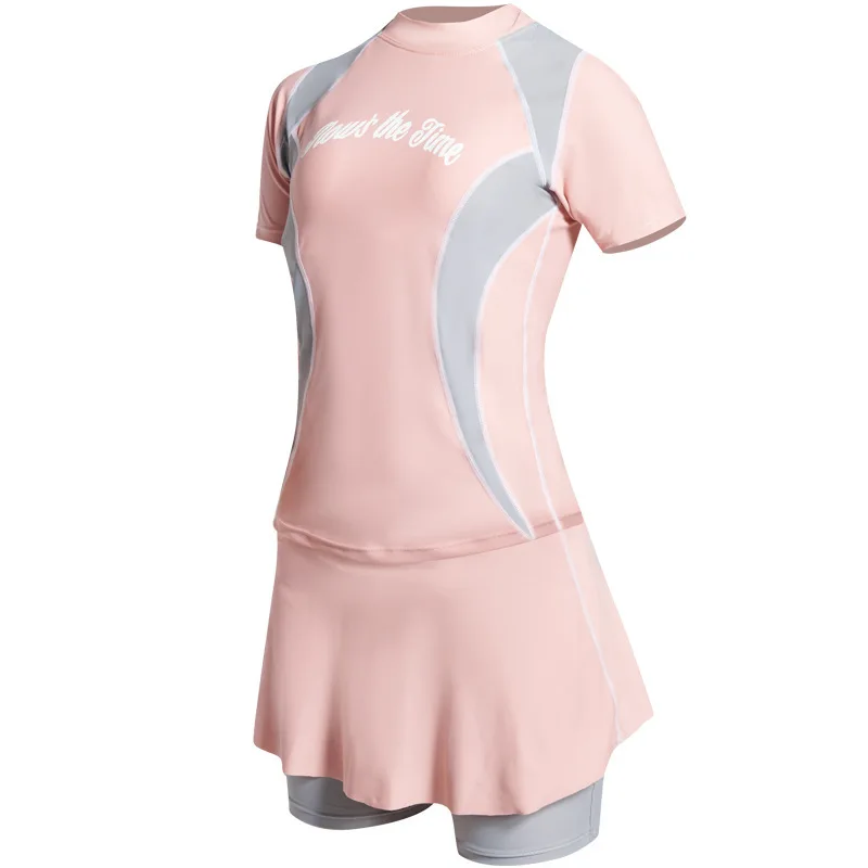

Girls Swimwear Swimming Suit For Women Swimsuit 2020 Deuce Two Piece Bikini New Skirt Short Long Sleeve Big Yards Bubble