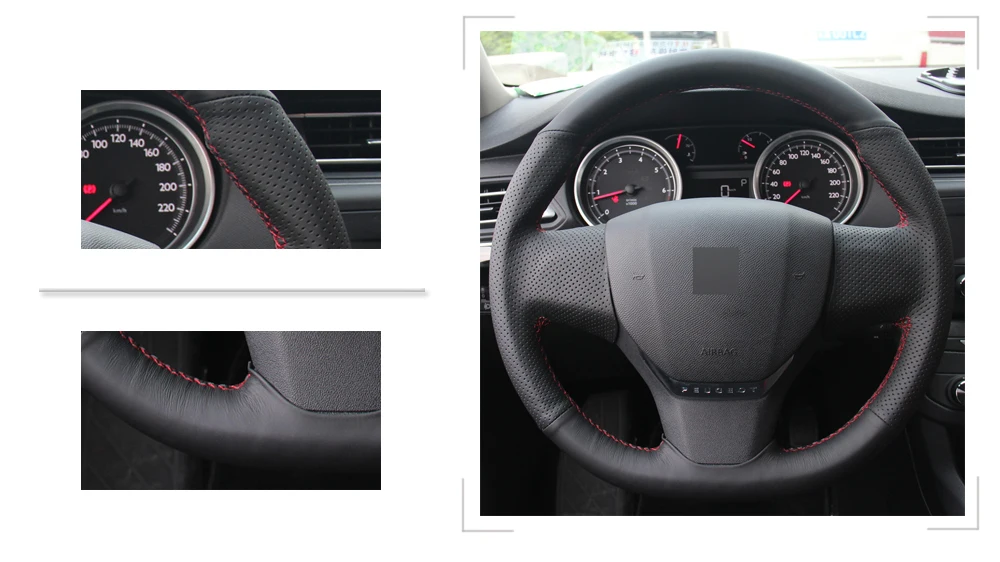 Черный PU искусственная кожа чехол на руль для Citroen C3 C3-XR- C4- peugeot 408- Traveller