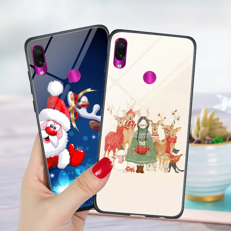 Чехол с рождественским рисунком для телефона Redmi 7 7A 8A Жесткий из поликарбоната