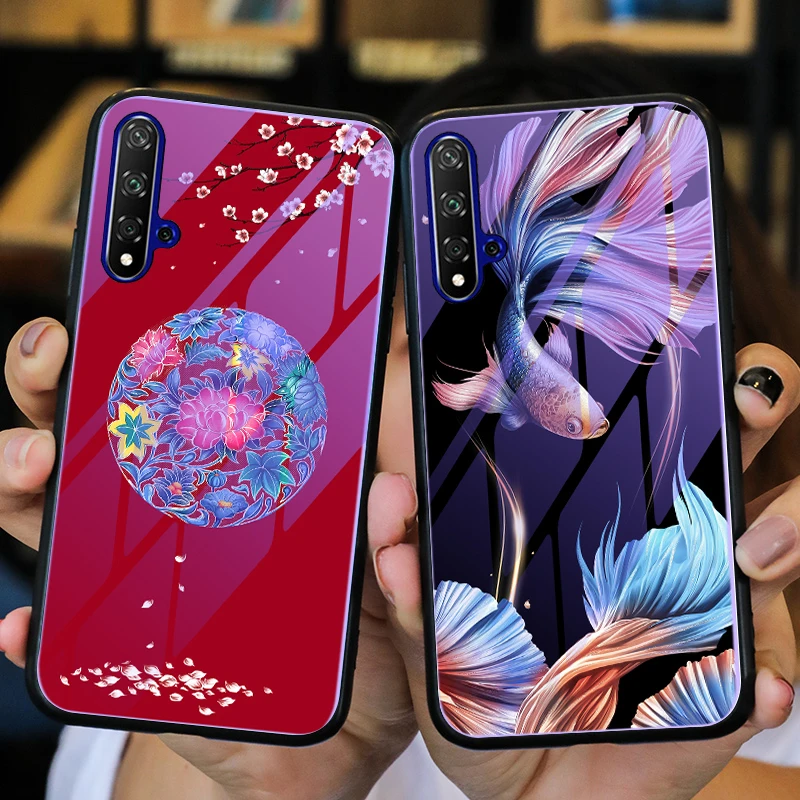 Чехол для Huawei Honor20 20S светящийся стеклянный чехол с фиолетовым светом ночным