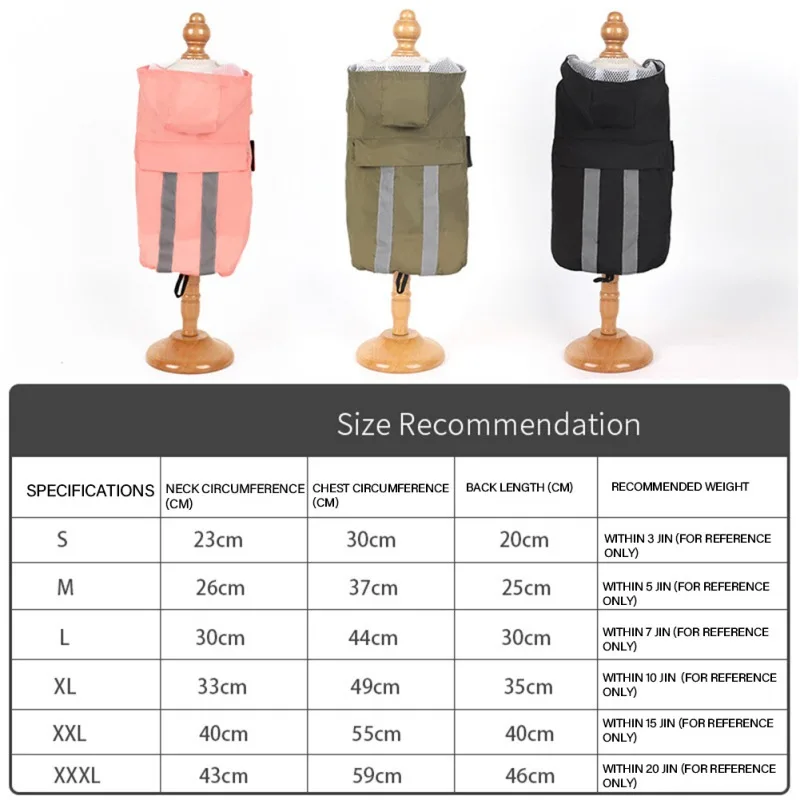 

Pets Dog Clothes Hooded Raincoats Reflective Strip Dogs Rain Coat Waterproof Jackets Outdoor Breathable Clothes For Puppies