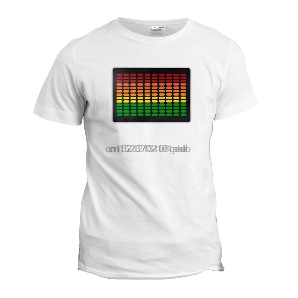 Для мужчин светодиодный эквалайзер звуковая активация футболки из