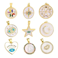 juya handmade pendant jewelry accessories supplies enamel heart round star greek evil eye charm for diy bracelet necklace making