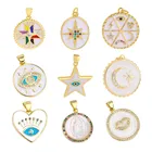 Подвеска Juya ручной работы, ювелирные аксессуары, эмалированное сердце, круглая звезда, греческий сглаз, подвеска для самостоятельного изготовления браслета, ожерелья