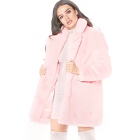 long womens faux fur coat hot sale casual solid loose soft rabbit fur outwear female 7 color luxury teddy jacket pink thick