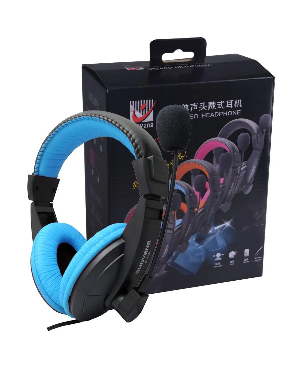 Blue 3,5 мм Игровые наушники Проводная гарнитура глубокий бас Hi-Fi стерео звук с микрофоном для ПК ноутбука - Цвет: Blue