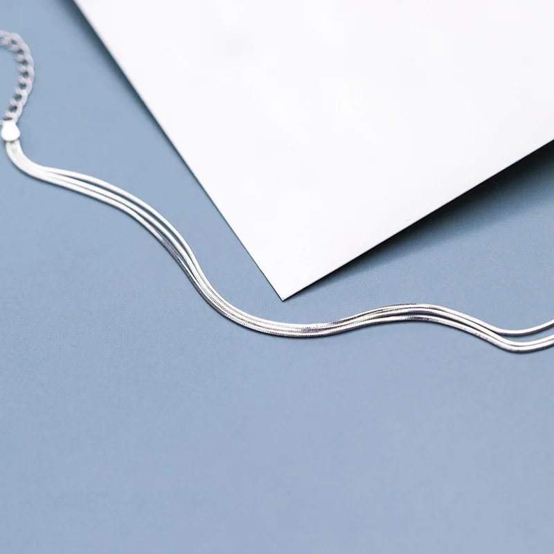 Женский многослойный браслет из серебра 925 пробы с цепочкой|Гибкие и жесткие