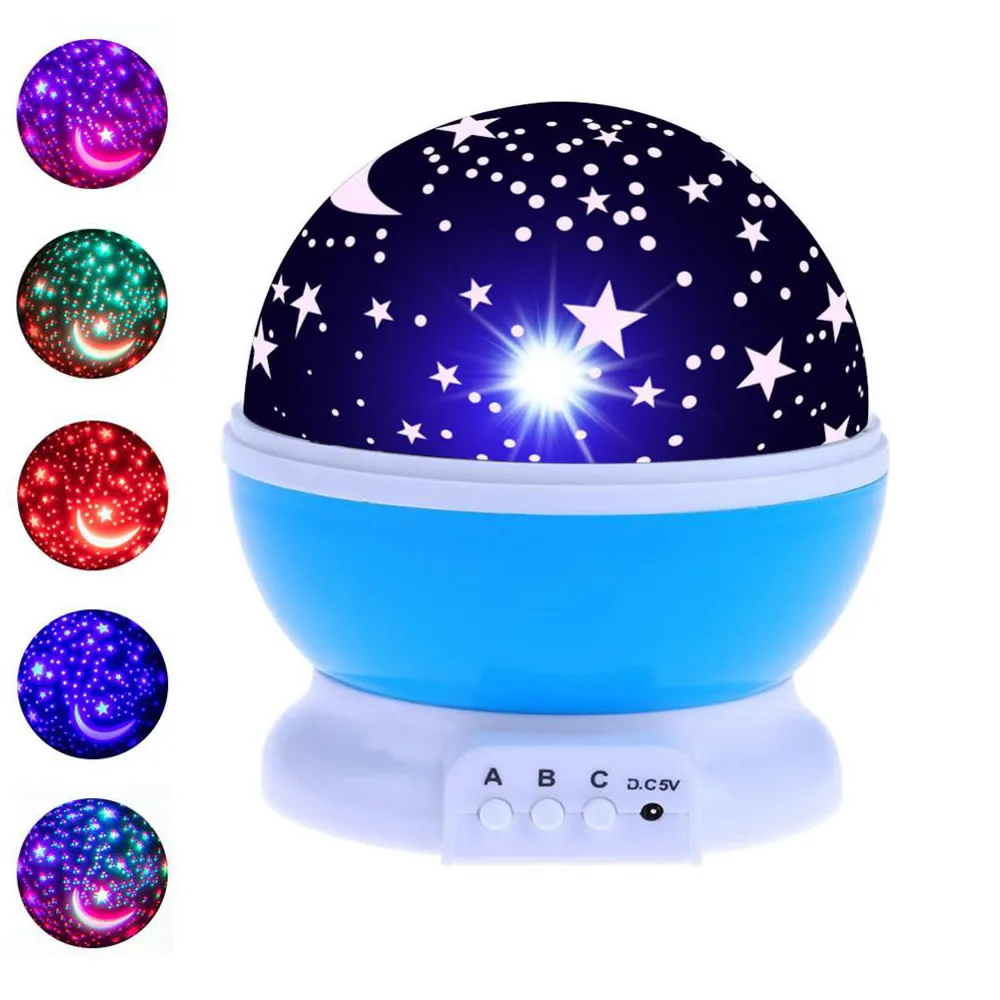 Светодиодный Ночник проектор Звезда Луна Небо вращающаяся на батарейках