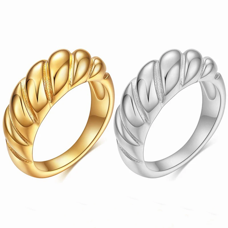 

Fashion Twisted Pattern Metal Women Rings Wedding Engagement Jewelry Girl Gift Smooth Geometric Rings for Women Accessories