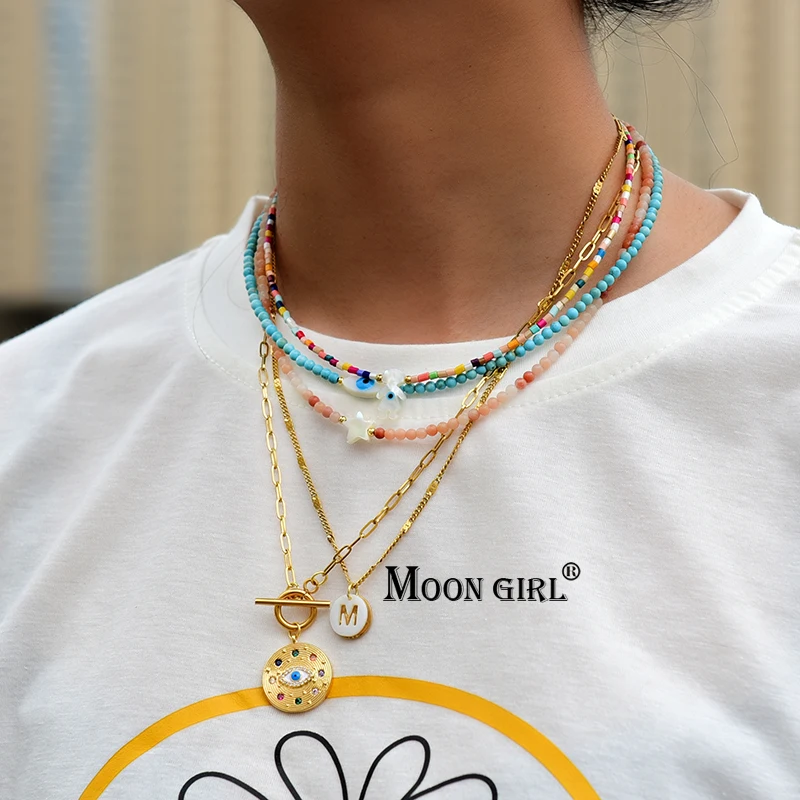 Ожерелье инициальное золотистое из нержавеющей стали для женщин модный чокер с