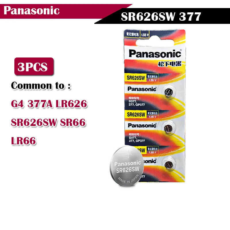 3 шт./лот Panasonic оригинал 1 55 в SR626SW 377 кнопочный аккумулятор G4 377A LR626 LR66 батареи с
