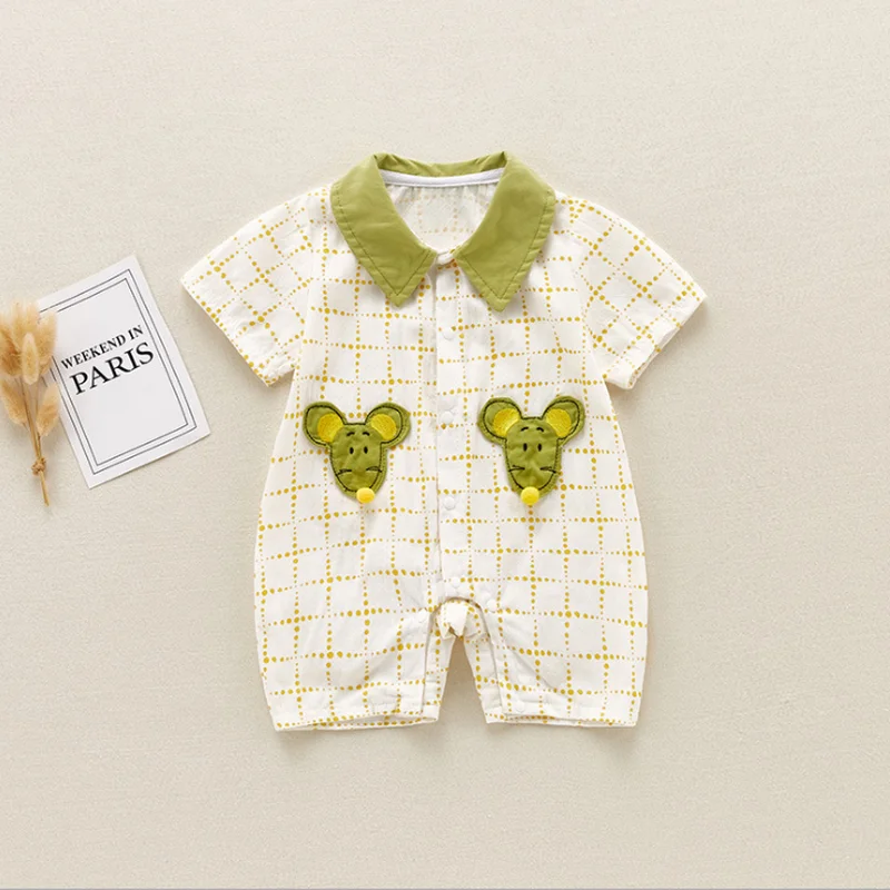 

New born Unisex Baby Romper Collared Short Sleeve Baby Boy Clothes Breathable Cotton Summer Baby Girl Romper