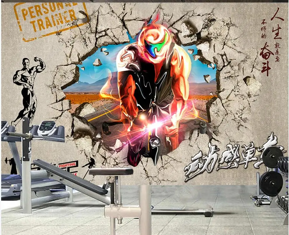 

3d wallpaper custom photo mural on the wall Cement broken wall exercise bike Wallpaper for walls in rolls home decor living room
