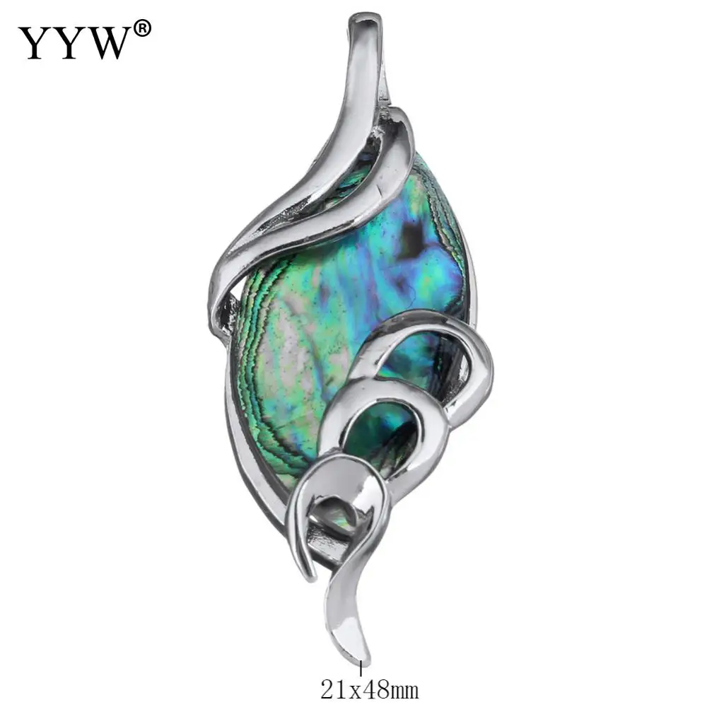 

1pcs Natural Abalone Shell Pendants Brass Shell Shape Design Green Color Plated 21x48x7mm For Diy Jewelry Making Accessories