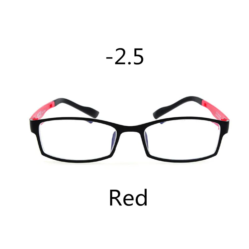 Red -2.5 Seemfly ультра светильник анти-синий светильник маленькая оправа Очки для близорукости женские и мужские классические готовые очки для близоруких диоптрий-1,0~ 4,0 - Цвет оправы: Red -2.5