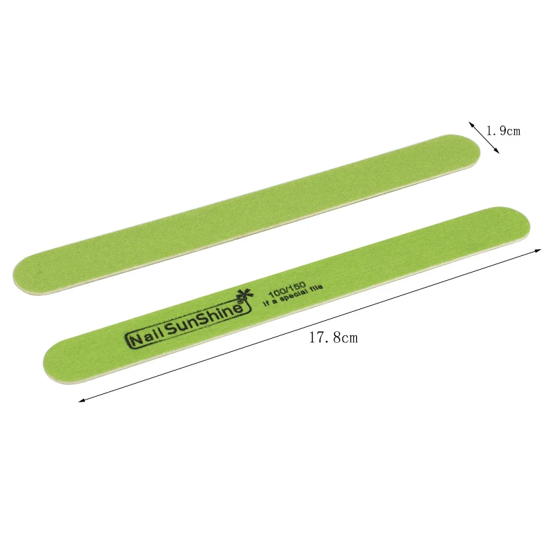 

100 pieces/batch sandpaper nail file 100/150 green wood manicure cushion straight strong chic nail file double-sided lime nail