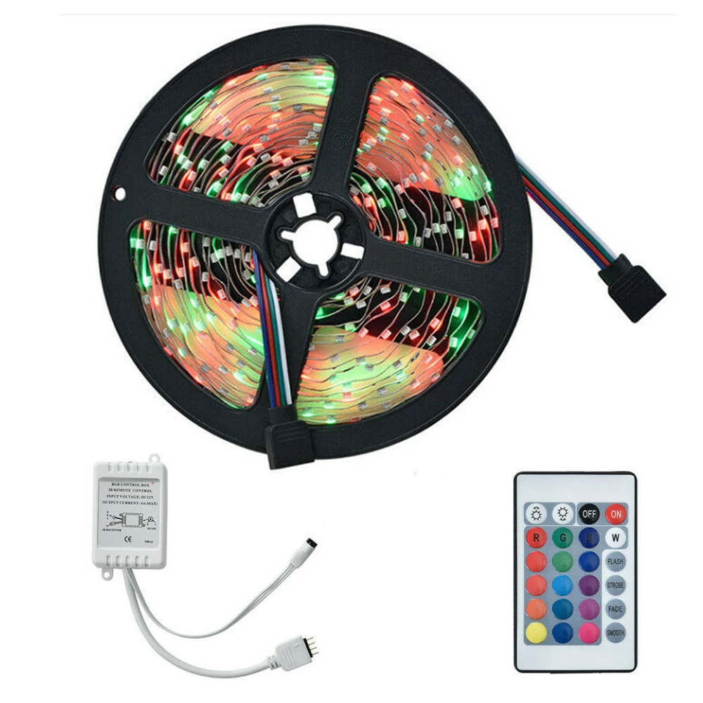 

Светодиодная лента 5 м 2835 RGB гибкая лента 24 клавиши инфракрасный пульт дистанционного управления + набор источника питания неводонепроницае...