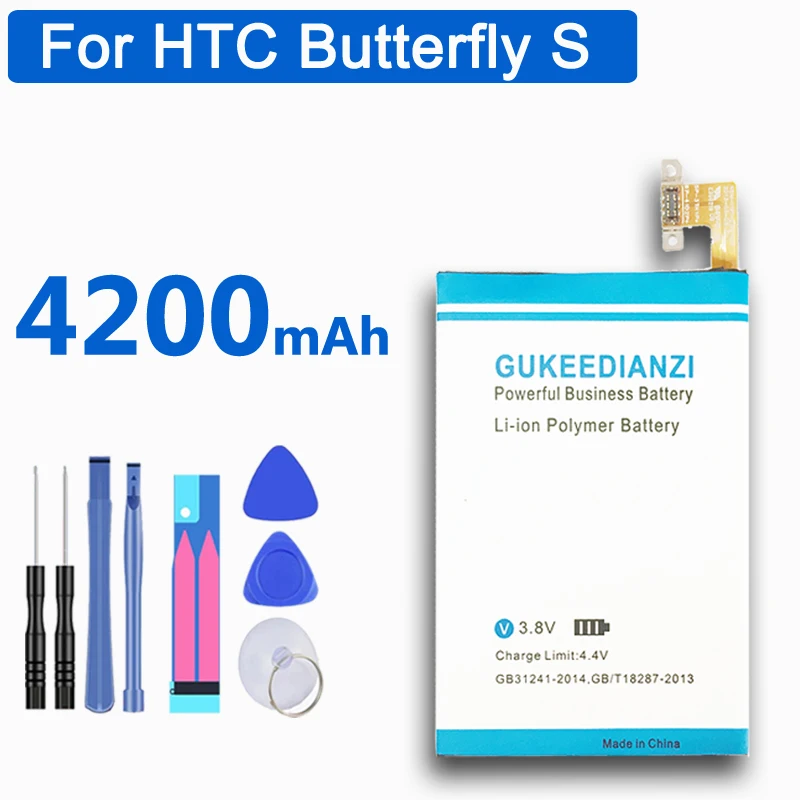Оригинальный аккумулятор GUKEEDIANZI высокого качества 4200mAh BO68100 для HTC Butterfly S 9088 9060 901E