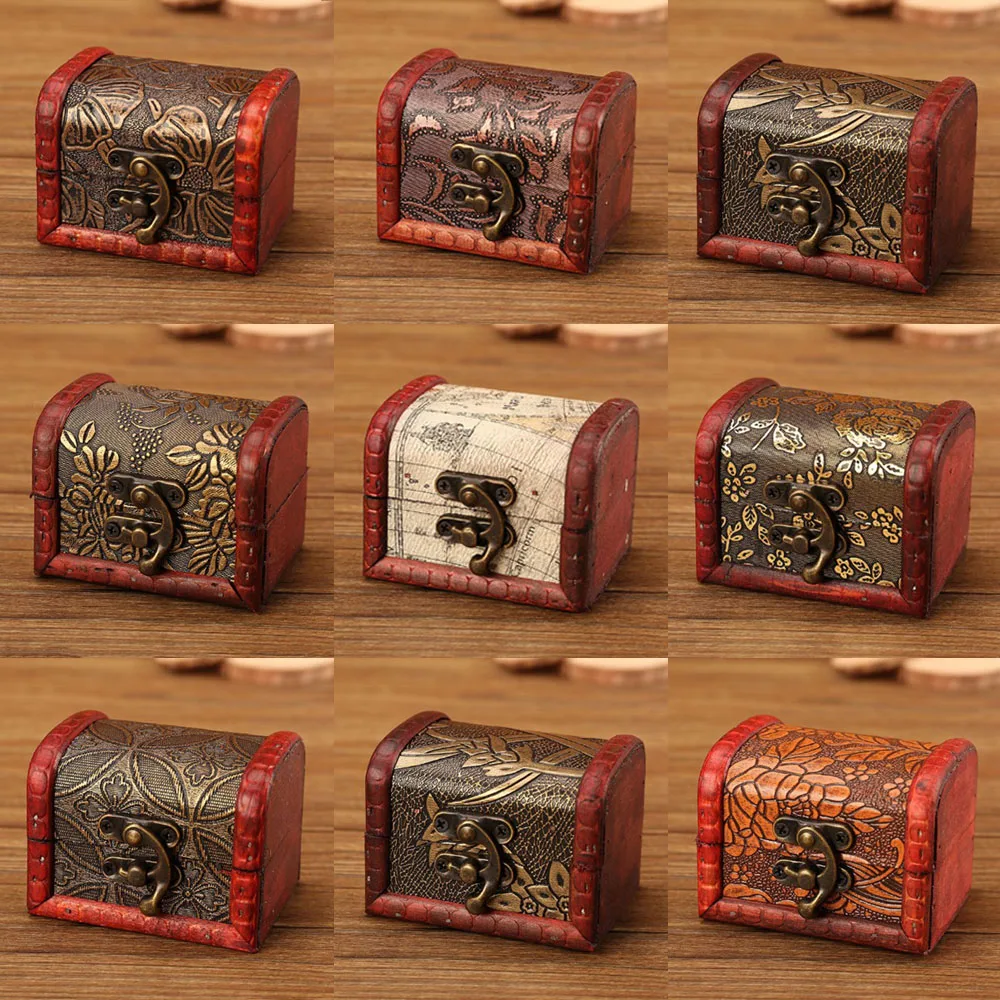 Шкатулка для хранения ювелирных изделий винтажный деревянный бокс резных цветов