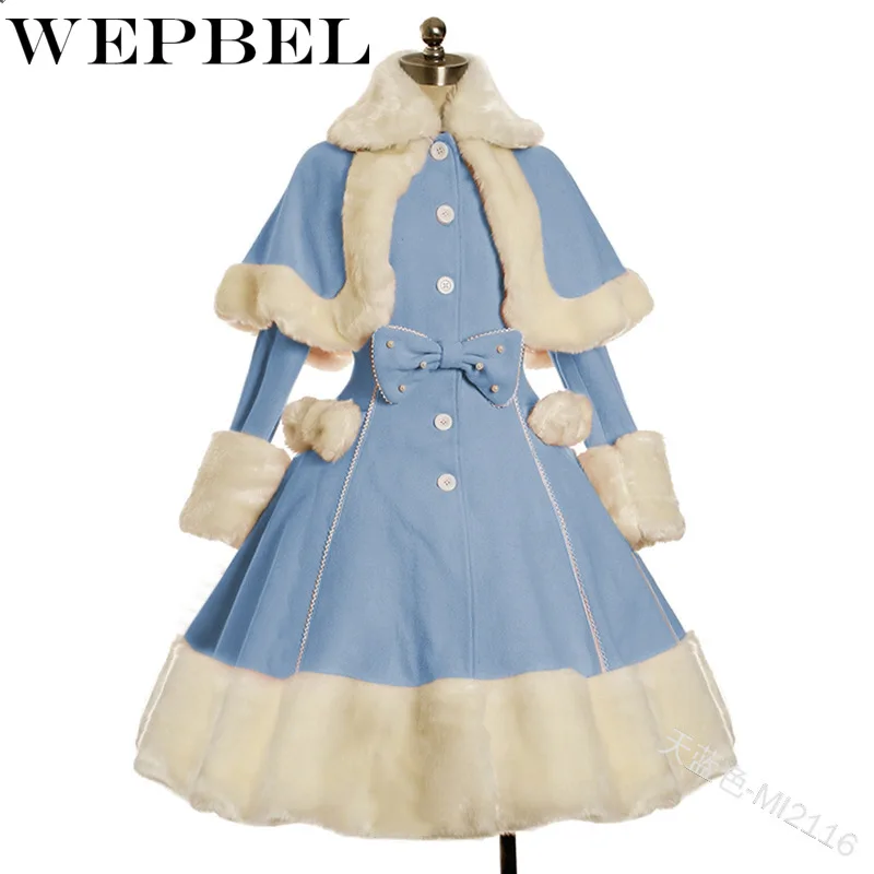 WEPBEL женское теплое плотное повседневное зимнее платье с бантом Симпатичные