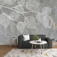 custom self adhesive waterproof wallpaper modern simple leaf vein line cement wall photo murals living room bedroom 3d stickers