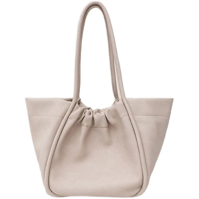 

2020 New Fashion Large Capacity Tote Bag Pleated Simple One Shoulder Shopping Package Solid Color Casual Women Bags D074