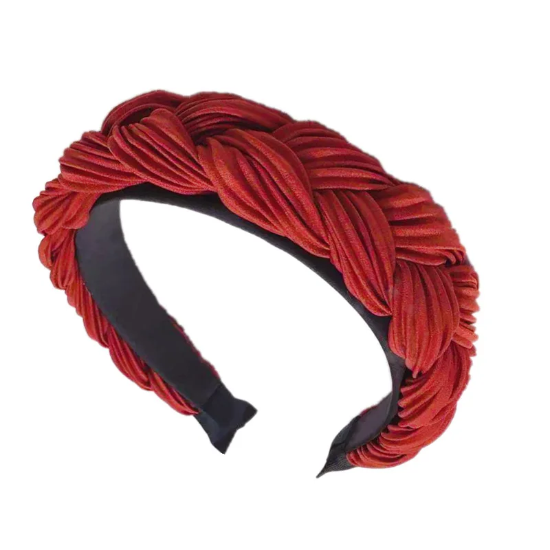 

Twist Braid Satin Headband Solid Color Braided Side Knotted Hairband Wide-Brimmed Hair Hoop Bezel for Girls Hair Accessories