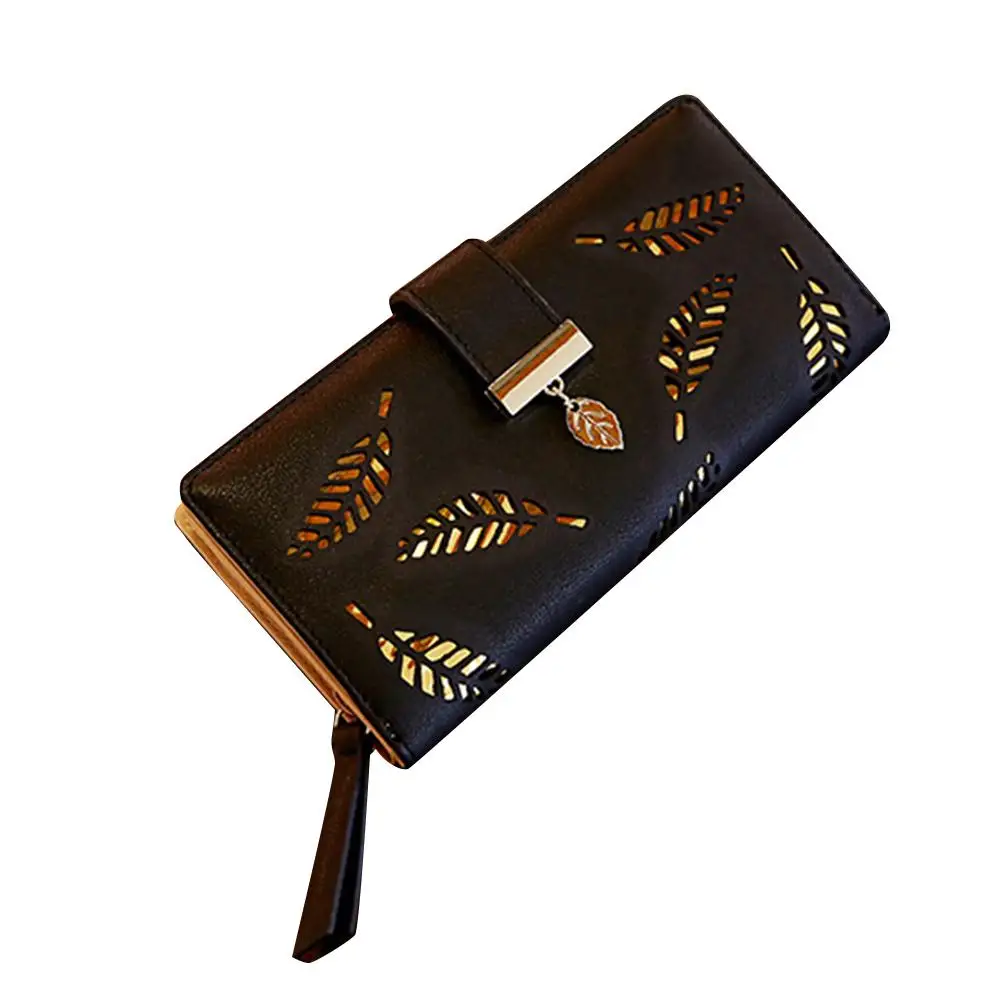 2020 Модный женский кошелек с полыми листьями для карт и монет Длинный клатчи на