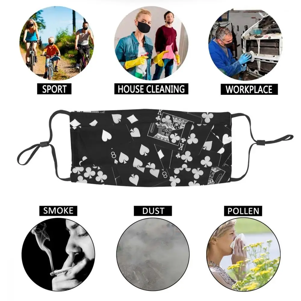 

Playing Cards Black White Non-Disposable Mouth Face Mask Poker Anti Haze Dustproof Protection Cover Respirator Mouth Muffle