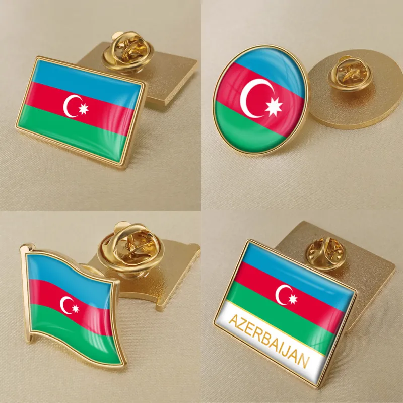 

Coat of Arms of Azerbaijan Azerbaijanis Map Flag National Emblem Brooch Badges Lapel Pins