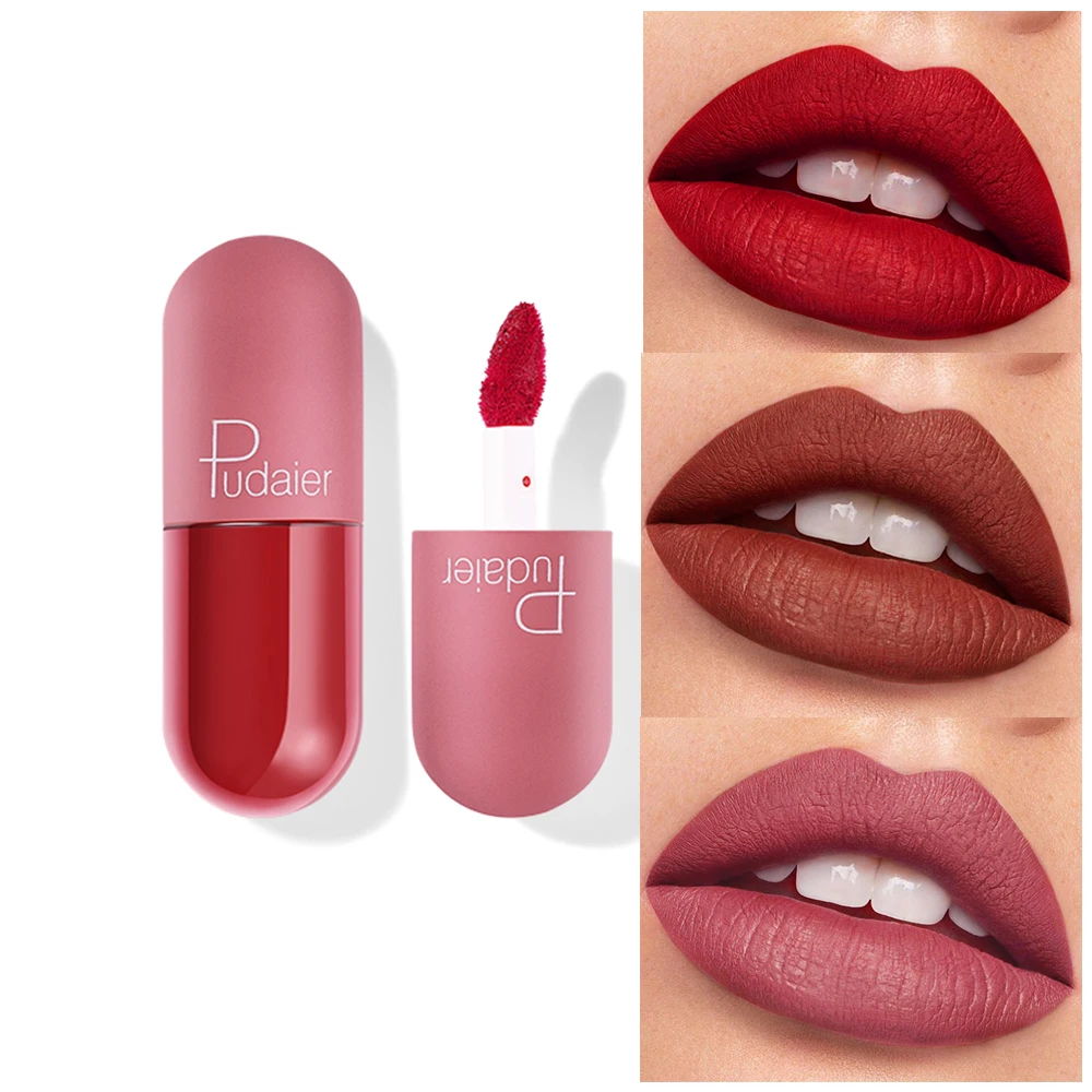 Мини Капсульная Матовая жидкая помада водостойкий красный бархатный Макияж для