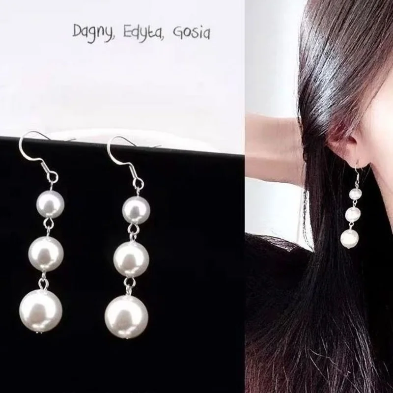 

2021 New Earrings Pearl Ear Hooks Fashion Net Red Earrings Female Temperament Long High-end Earrings Jewelry
