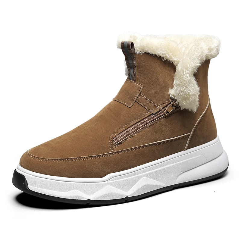 

C181 Winter Men's Boots Midrange Cargo Snow Boots High Top Suede and Cotton Thick Short Hair Fluff Cotton Shoes Martin Boots