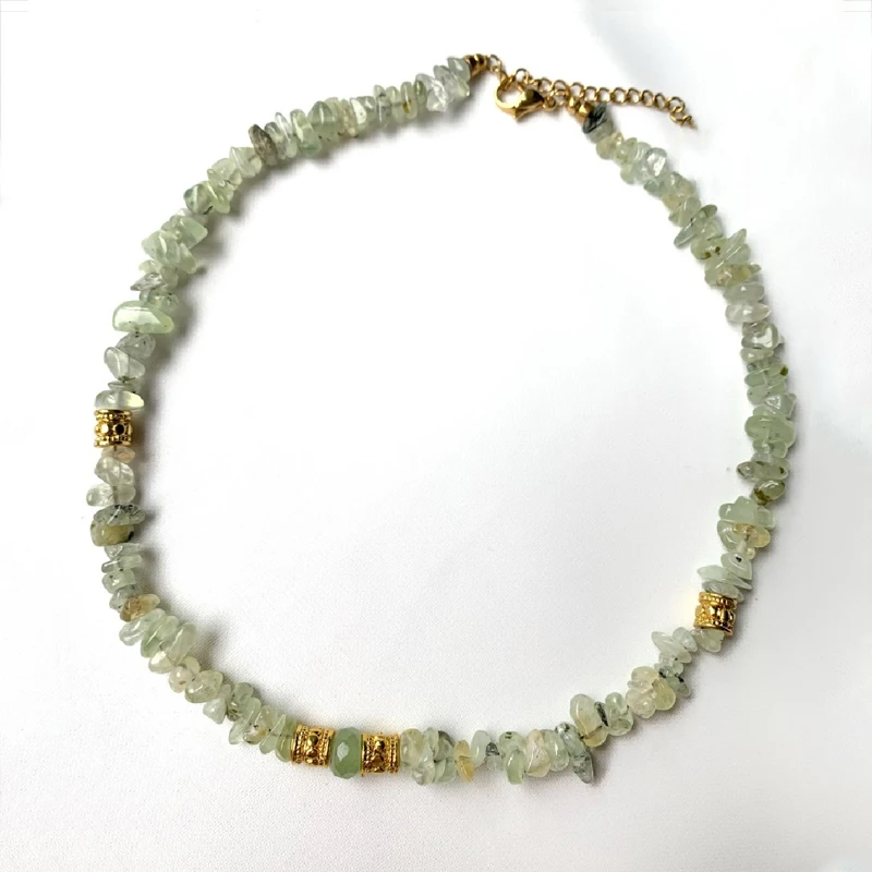 2022 New Irregular Green Stone Necklace Creative Trendy Gold-color Accessories Embellishment For Man Women Natural Collar | Украшения и