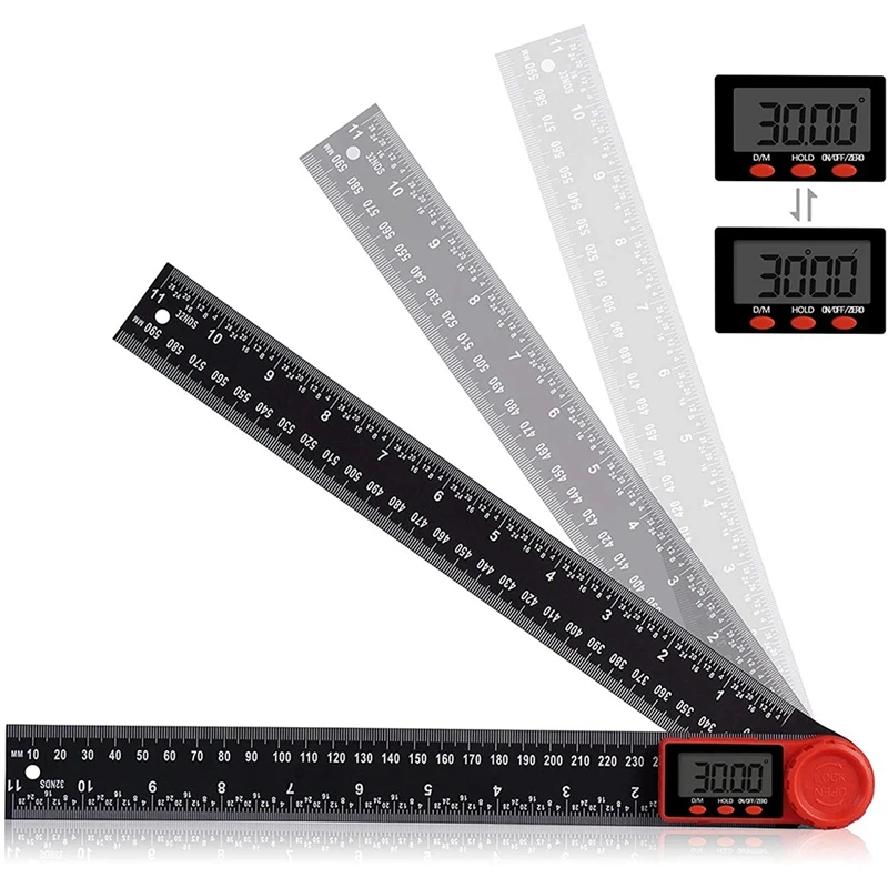 

300 Mm Digital Miter Protractor For Woodworking,2 In 1 Digital Angle Finder Tool With LCD Display