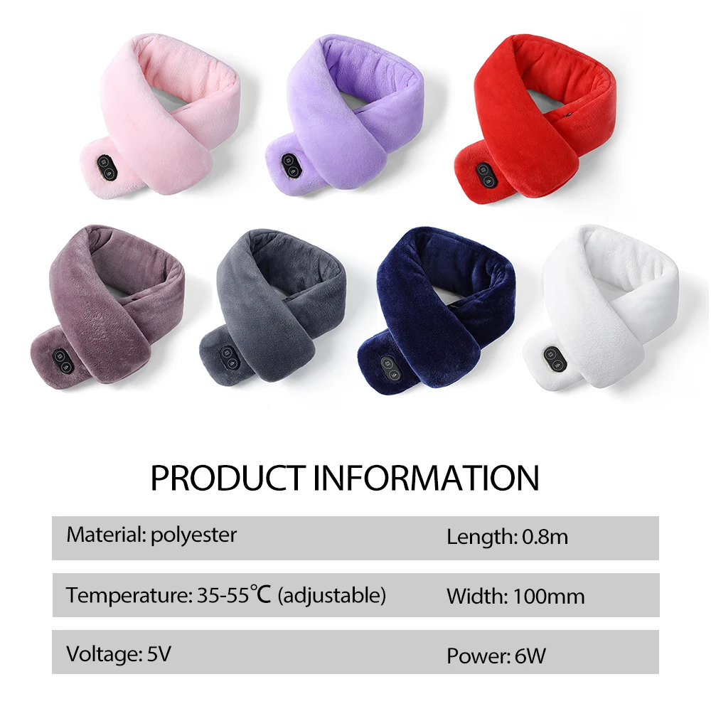 

2020 New Winter Warm Vibration-Massage Scarf Heated Scarf USB Heating Scarf Couple Scarf Neckerchief Plush Collar Scarves