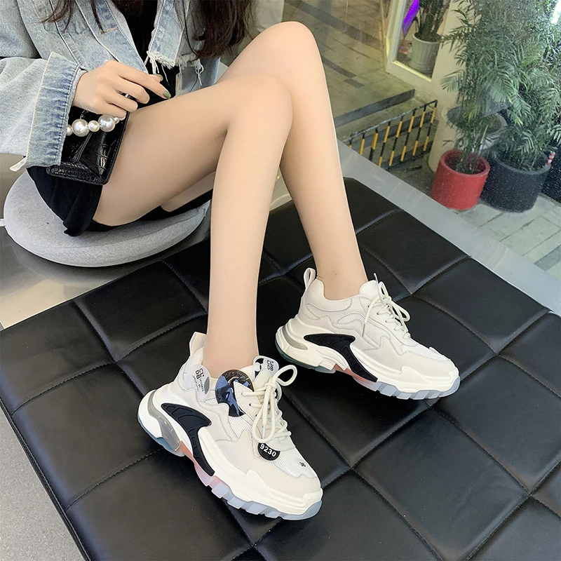 

Designer Chunky Sneakers Women Shoes 2021 Fashion Breathable Ladies Sport Shoes Casual Thick Bottom Sneakers Women Zapatos Mujer