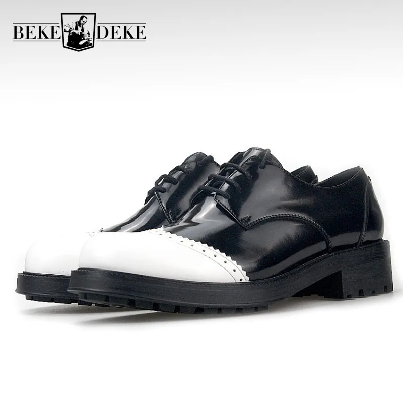 Туфли дерби мужские из натуральной кожи Дизайнерские повседневные на платформе