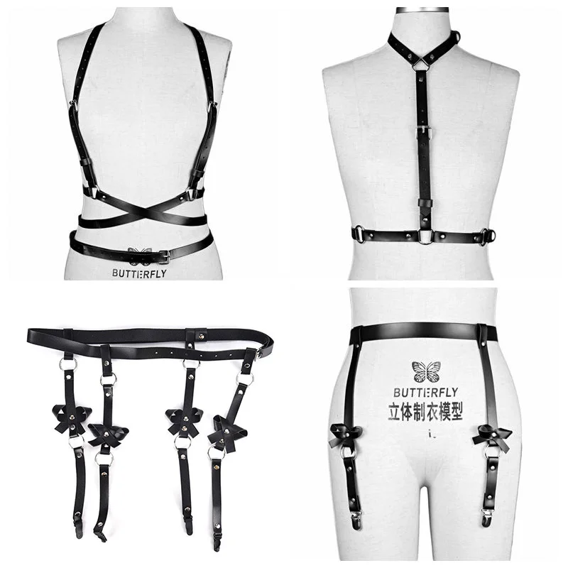 нижнее белье женское пояс для чулок Сексуальное кожаный комплект портупеи