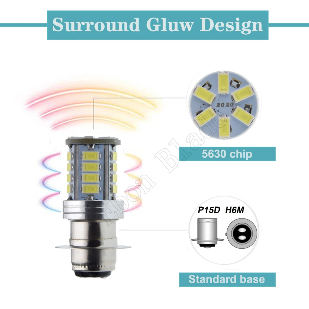 1x P15D светодиодный ная лампа для фар мотоцикла 5630 H6M 26SMD аксессуары с высоким и