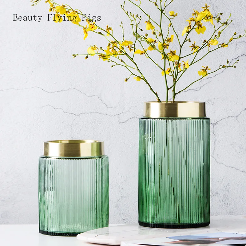 Прямая продажа Новая легкая Роскошная ветровая ваза из цветного стекла с золотым