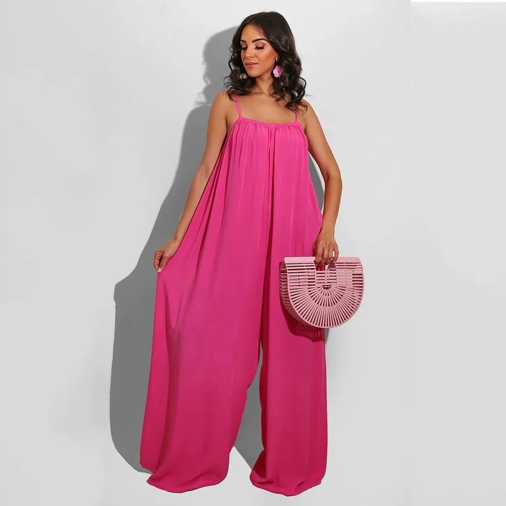 Сексуальный женский комбинезон с открытой спиной и подтяжками на лето, свободный повседневный широкий брючный костюм для женщин, элегантный зеленый комбинезон для леди 2021 года.