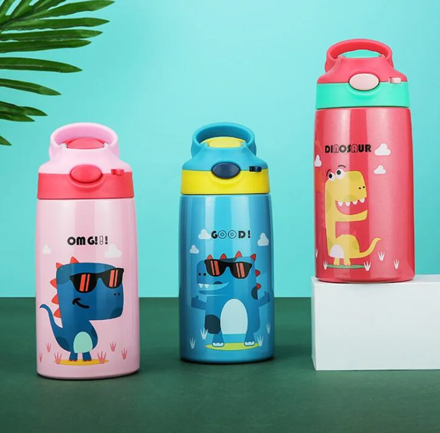 

Hot Sales Cute Children Powdered Milk Kettle Cartoon Stainless Steel 316 Straw Thermos Flasks Baby's Stuff Vacuum Water Bottle