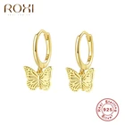 ROXI Глянцевая Hollow серьги-кольца с бабочкой для женщин элегантные ювелирные изделия 925 стерлингового серебра Серьги Pendientes плата 925